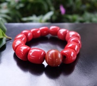 清代老琉璃珠 珊瑚紅老琉璃珠 藏傳雪巴珠 Sherpa 琉璃算盤珠手串