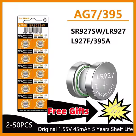 High Capacity 5-50pcs AG7 Alkaline 1.5V Button Cell Battery LR927 LR57 SR927W 399 GR927 G7 Watch Toy