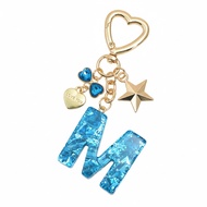 Blue Star Heart 26 Letters Keychain for Women Mommy Girl Gift Fashion Accessory A-Z Letter Keychain,