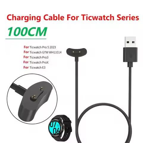 USB Charging Cable Magnetic Charger For Ticwatch Pro 5 / Pro X / Pro 3 Ultra GPS / Pro 3 GPS / E3 Re