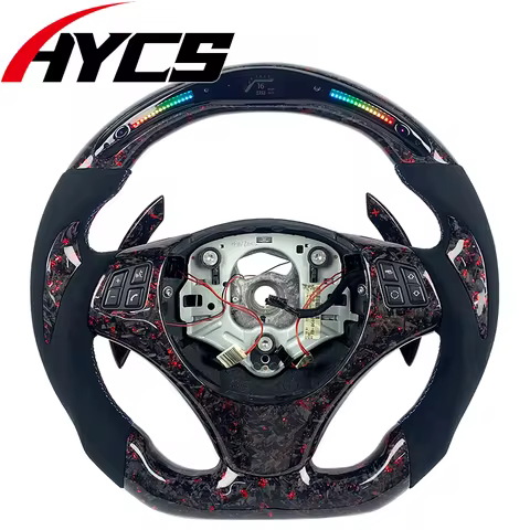 Sporty Customized Suede Leather LED Forged Carbon Fiber Steering Wheel for BMW 3 Series E93 E82 E36 