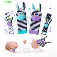RADIANTZAP 4pcs Baby Infant Wrist Rattle, Plush Hand Bracelet Baby Infant Socks Toys, Early Educatio