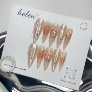 [H057] ombre orange Nailbox with mirror bow