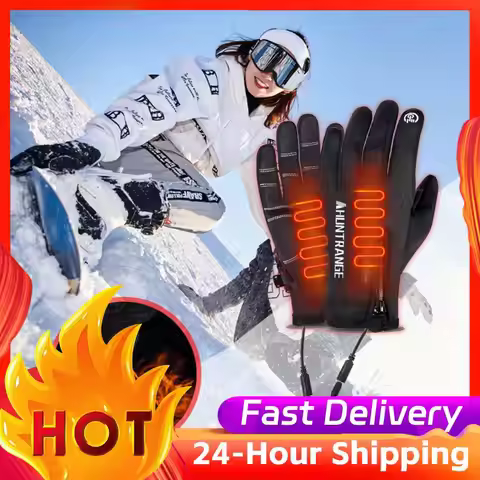 Winter Electric Heated Gloves Skiing Gloves Touch Screen Motorcycle Gloves Waterproof Rechargeable H