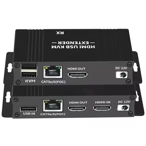 60M HDMI KVM Extender HDMI Extender with USB KVM Control RJ45 60m over IP Cat6 POC Mouse Transmitter