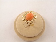 珊瑚粉色可調式戒指 極簡蜜桃粉珊瑚金 均碼飾品戒指