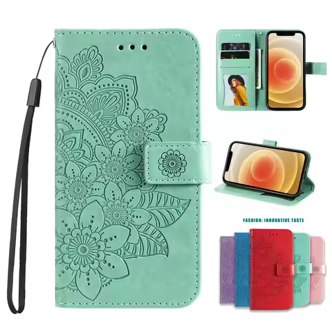 Sunflower Flip Case For Nokia XR20 1.4 6.3 C20 C10 G50 G20 G10 Luxury Leather 3 Cards Slot Wrist Rop