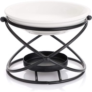 JuxYes European Metal Oil Burner Wax Warmer, Delicate Romantic Ceramic Tealight Candle Oil Burner, F