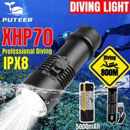 Professional Diving Flashlight lampu menyelam diving torchlight Waterproof Xhp70 Led Flashlight Wate