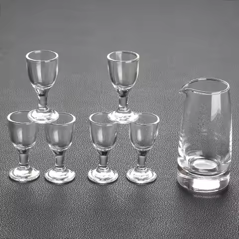 7pcs Wine Glasses Set 100ml Wine Dispenser + 6pcs Shot Glass 10ml/12ml/15ml Transparent Cups Set wit