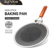 SUPVIBE Non-stick Grill Pan Smokeless Grill Pan Outdoor Camping Grill Pan Frying Pan BBQ Grill Pan