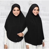 Tudung Sarung MossCrepe Hitam M/L/XL/XXL/3XL/4XL 5XL Black