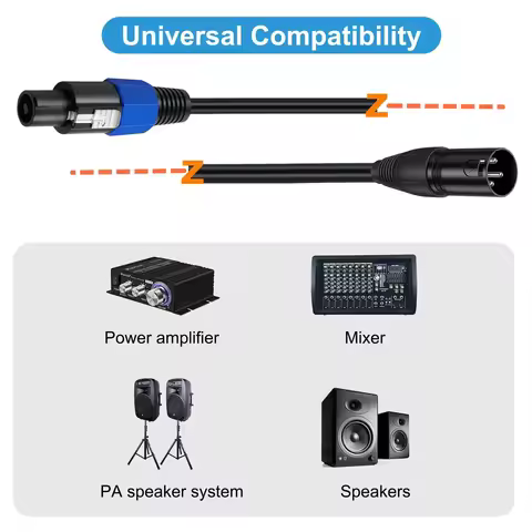 Speakon to XLR 3pin Cable Audio Jack Speak SOUND Male to XLR 3 pin Female Male Extension Cord Pro DJ