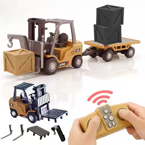 Metal Remote-controlled Alloy Forklift 1/64 Crane Loading Truck Engineering Vehicle Tabletop Toys Mo