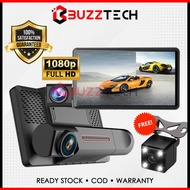 BuzzTech 3 Channel SAFECAM A33 Car Dash Cam Front Rear Car DVR Camera Video Recorder Night Vison Loo