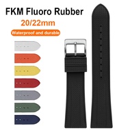 FKM Fluoro Rubber Strap 20mm 22mm Universal Smart Watch Band Men Women Waterproof Quick Release Bracelet Accessories for MoonSwatch Seiko CITIZEN