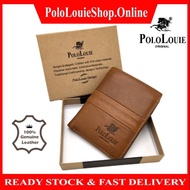 ❈men wallet❈ beg duit lelaki [Gift Box] Original Polo Louie Men Genuine Leather Wallet Smart Vertical Dompet Kulit Lembu
