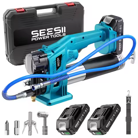 SEESII 10000PSI Electric Grease Gun Cordless Auto Oil Change Kit 4.6 Oz/min 2*2.0Ah Battery Powered 