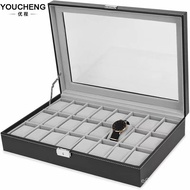Wholesale24Storage box pu Watch Glass Window with Inner Slot for Watch Box Display Case Gray Long Ha