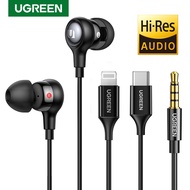 UGREEN Wired Earphone With Microphone In Ear 3.5mm Noise Cancelling USB Type C Lightning Earphones  