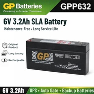ORIGINAL GP 6V 3.2Ah Rechargeable Sealed Lead Acid Battery - GPP612 GP Back Up Battery 6V1.2AH Recha