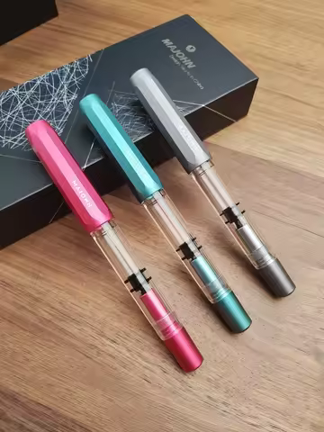 MAJOHN T1 Metal & Acrylic Piston Fountain Pen Aluminum Alloy EF/F/M Large-Capacity Ink Writing Offic