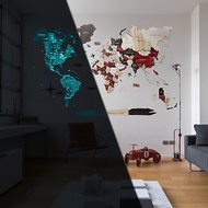 獨特的掛圖、公寓裝飾、磁性彩色地圖、木製世界地圖