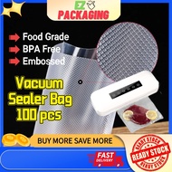 100pcs Wholesale Embossed Vacuum Sealer Bag Frozen Vakum Beg Sealer Packing Machine Food Storage Bag