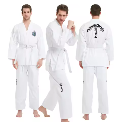 ITF Taekwondo Uniform White TKD Dobok Clothes Children Adult Unisex Martial Arts Training Sets