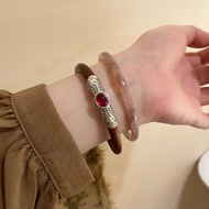 2023 New Style New Chinese Style Cock Blood Vine Red Code Toilet Plain Ring Bracelet Female Ethnic Style Simple Girlfriends Hand Accessories