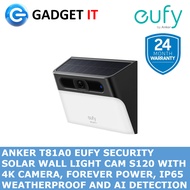 ANKER T81A0 EUFY SECURITY SOLAR WALL LIGHT CAM S120 WITH 4K CAMERA, FOREVER POWER, IP65 WEATHERPROOF