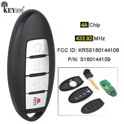 KEYECU 434MHz 4A Chip P/N: S180144109, KR5S180144106, 285E3-6FL2A, 285E3-6FL2B Smart Remote Key Fob 