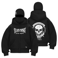 Hoodie Balaclava full Mask Khopian Apparel Motif Keren Jaket Zipper Pria Wanita Trendy - Hitam - Swe