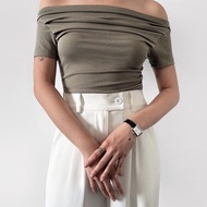 BEST ECINOS - CORE Fitted Off Shoulder Tencel Top - Olive, SM