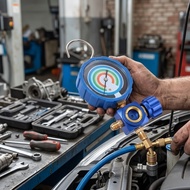 【8】High Accurate AC Coolant Charging Gauge for R22 R410a  FOR r32  R134a with Metal