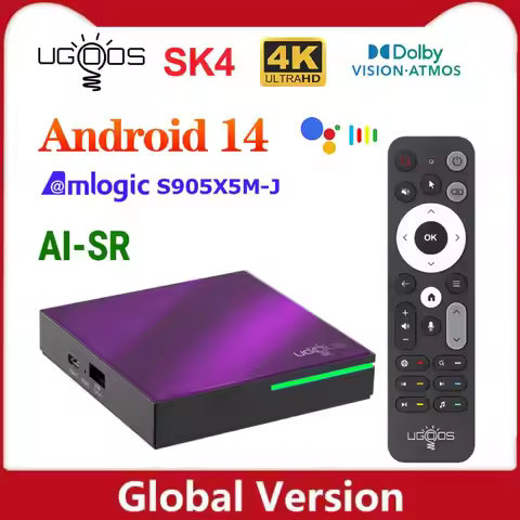 UGOOS SK4 Android 14.0 TV BOX Amlogic S905X5M-J Android 14 Set Top Box 4G64G Support Dolby Vison Aud