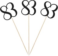 Black Glitter 83rd Birthday Centerpiece Sticks, 12-Pack Number 83 Table Topper Anniversary Party Dec