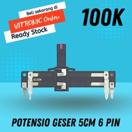 Potensio Geser 5cm 6 pin 100k Stereo Kaki 3-3 Slide 5 cm Equalizer 104