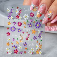 [UCSG8.28]Exquisite Daisy Nail Sticker Colorful Floral Nail Decal Self-adhesive Luxurious Daisy Nail