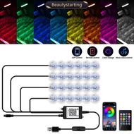 BEAUTYSTARTING 4pcs/Set Car Footwell Star Projector Lights Ambient Lighting APP Music Control Color 