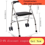 ! Walking Aid with Wheels and Seat Four-Legged Elderly Walking Aids Disabled Walking Stick Walking Trolley Foldable Chai