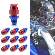 10PCS 6AN Male To 3/8" Tubing Adapter Fuel Hardline Tube Fitting Connector Aluminum Blue & Red Anodi