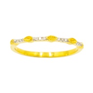 Happy Jewelry แหวนแถวเรียง คั่นมาคี ทองแท้ 9k 37.5% เพชรเกสร ME610