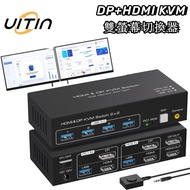 2x2 DP+HDMI KVM Dual Screen Switcher Two In Out HDMI 2.1 & DP1.4 8K60HZ Hd Computer Display Switch