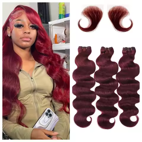 Body Wave Burgundy Bundles Human Hair Brazilian Remy Wine Red Color 99J Human Hair Bundles Extension