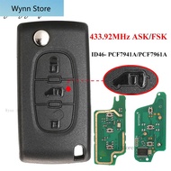 433Mhz ID46 Flip Remote Car Key For (Van) Citroen Dispatch Berlingo Peugeot Expert Partner 207 307 3