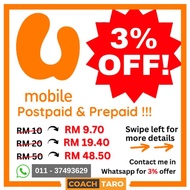 [3% Discount] U-Mobile Top-Up (Bill, Prepaid,Postpaid)