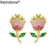 Kemstoneโฮลดิ้งดอกไม้MulticolorสีเงินคริสตัลหญิงS Tud E Arringsเครื่องประดับของขวัญสำหรับผู้หญิง