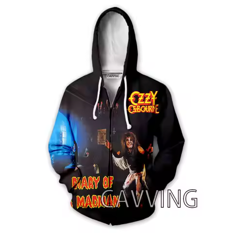 New Fashion 3D Print OZZY OSBOURNE Zipper Hoodies Zip Up Hooded Sweatshirts Harajuku Hoodie Hip Hop 