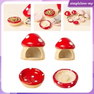 [SimpleloveMY] Ceramic Hamster House Mushroom Shaped Hamster Hideout Food Feeding Bowl for Ferret